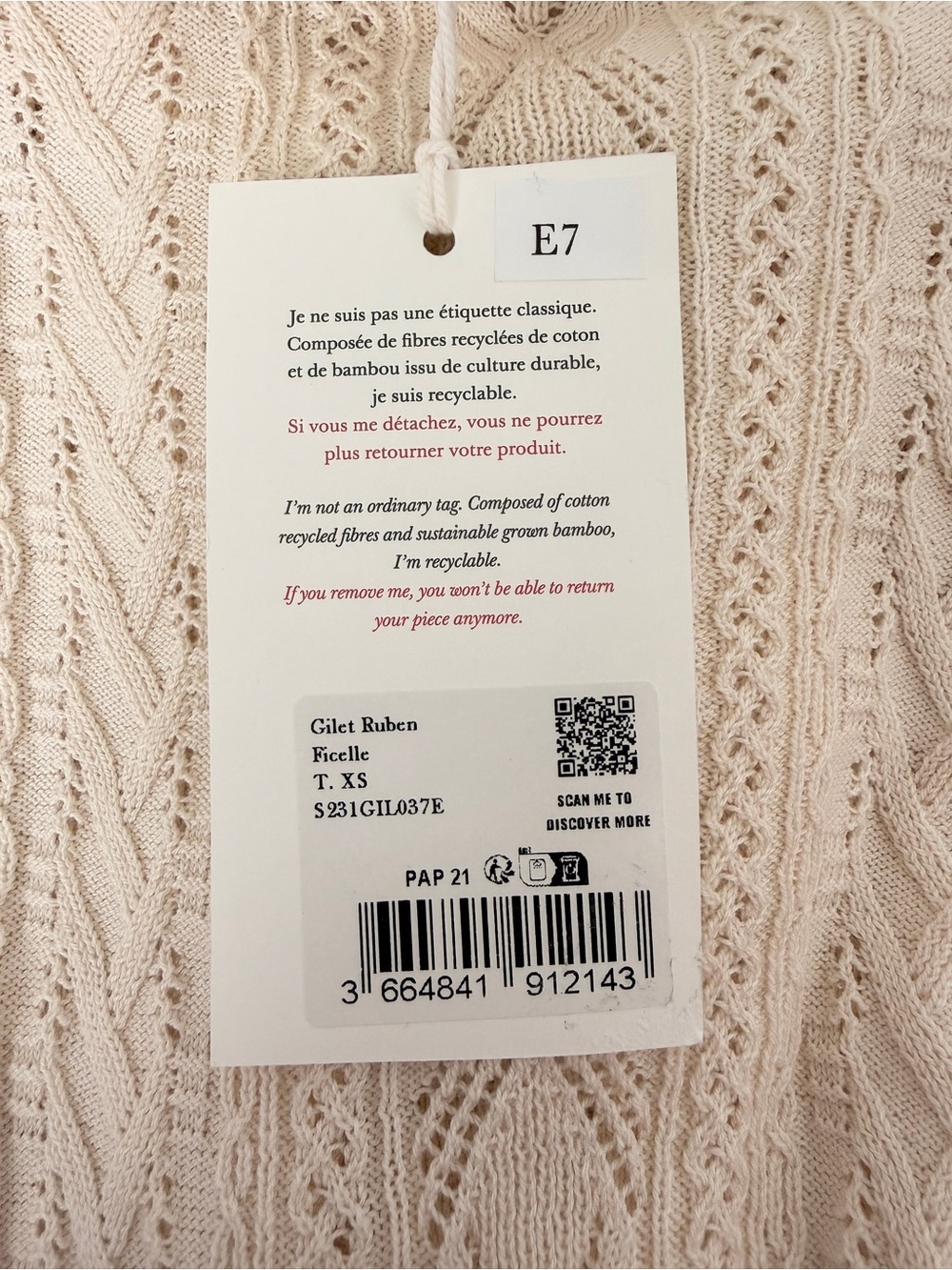 Sezane Ruben Cardigan Cream - Picture 6 of 7